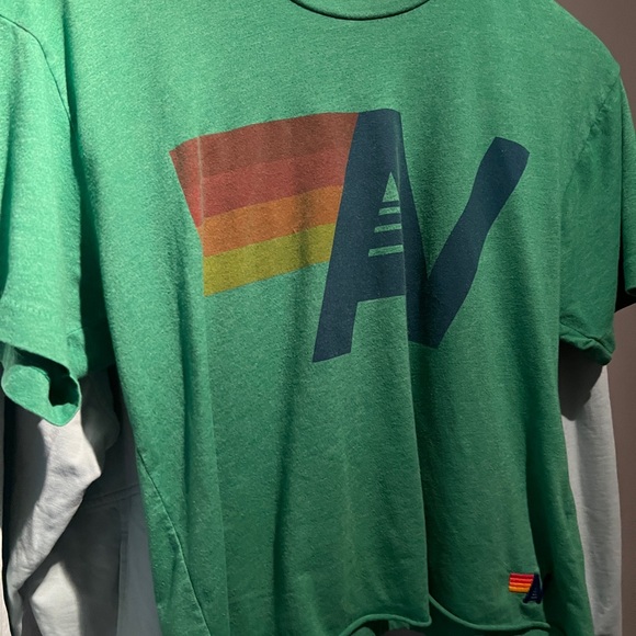 Aviator Nation Green Tee with Rainbow Graphic - Picture 4 of 4